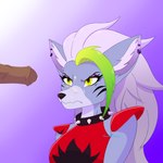 annoyed anthro bodily_fluids clothed clothing collar cum cum_on_face cumshot duo ear_piercing ear_ring ejaculation female fur genital_fluids genitals glare inner_ear_fluff machine male male/female penis piercing purple_body ring_piercing solo spiked_collar spikes tuft vein yellow_eyes anomalynexus five_nights_at_freddy's five_nights_at_freddy's:_security_breach scottgames steel_wool_studios roxanne_wolf animatronic canid canine canis mammal robot wolf 1:1 2022 absurd_res digital_media_(artwork) hi_res