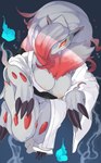 anthro areola big_breasts breasts claws clothed clothing female fur hair heart_symbol nipples solo tan_areola tan_nipples white_body white_fur skulkers nintendo pokemon pokemon_legends_arceus canid canine generation_8_pokemon hisuian_form hisuian_zoroark mammal pokemon_(species) regional_form_(pokemon) absurd_res hi_res