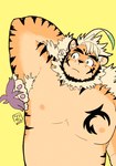 anthro armpit_fetish armpit_hair beard belly body_hair chibi duo facial_hair fur humor male male/male musclegut muscular orange_body orange_fur pecs shirtless striped_body striped_fur stripes tattoo 29_da2 lifewonders tokyo_afterschool_summoners hombre_tigre_(tas) protagonist_(tas) twink_protagonist_(tas) felid human jaguar mammal pantherine hi_res