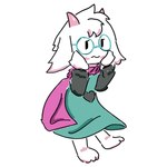 ambiguous_gender anthro brush clothing eyewear floppy_ears fur glasses heart_symbol horn paws robe scarf simple_background solo white_body white_fur milin_goatmonsto deltarune undertale_(series) ralsei bovid caprine goat mammal 1:1 hi_res male_(lore)