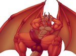 abs anthro balls bodily_fluids cum genital_fluids genitals horn leaking_cum looking_at_viewer male muscular muscular_anthro muscular_male pecs penis scales solo tail wings suchmim mythology dragon mythological_creature mythological_scalie scalie 2022 absurd_res alternate_version_at_source digital_media_(artwork) hi_res