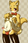 4_fingers anthro black_nose blush bow canine checkered_background cub erection fur humanoid_penis looking_at_viewer male mammal navel penis red_eyes solo standing stockings uncut yellow_fur young 解凍
Rating: Explicit
Score: 3
User: Finchmaster
Date: March 05, 2014