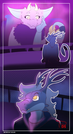 anthro antlers bandage bandage_on_face blue_body blue_ears blue_paws blue_wings dewlap_(anatomy) duo extreme_size_difference female fluffy fluffy_ears fluffy_tail fur horn larger_female macro male male/female markings multicolored_body multicolored_fur pink_body pink_fur pink_tail purple_body purple_fur romantic romantic_couple size_difference smaller_male tail tail_fluff two_tone_body wings yellow_eyes yellow_horn yellow_tail digitalscales blade_runner_2049 mythology drak_(digitalscales) petal_(dapperhedgehog) dragon eastern_dragon fairy_dragon furred_dragon furred_scalie lizard mythological_creature mythological_scalie reptile scalie winged_dragon wingless_dragon absurd_res comic hi_res