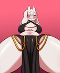 belly blush breasts camel_toe embarrassed eyes_closed female hi_res mature_female pinup pose presenting solo spread_legs spreading toriel undertale_(series) wide_hips zelles