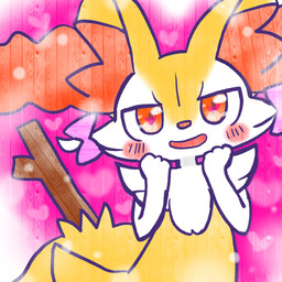 ambiguous_anthro ambiguous_gender anthro biped blush blush_stickers bow_ribbon front_view hand_to_face heart_symbol looking_at_viewer object_in_tail open_mouth open_smile simple_background smile solo stick stick_in_tail tail annyui0611 nintendo pokemon braixen canid generation_6_pokemon mammal pokemon_(species) 1:1 2024 digital_drawing_(artwork) digital_media_(artwork) half-length_portrait hi_res japanese_description portrait translated_description