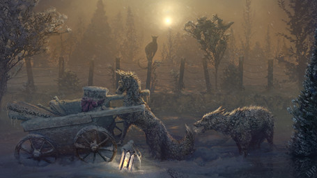 ambiguous_gender day detailed_background feral group outside sky snow snowing sun bjpentecost canid canine canis mammal wolf 16:9 2021 digital_media_(artwork) hi_res widescreen