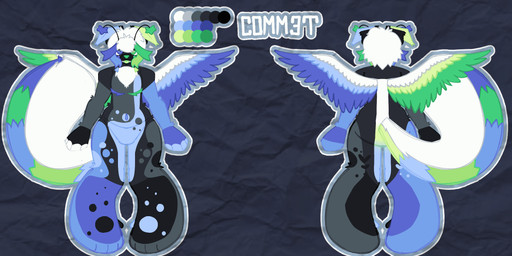4_fingers 4_toes anthro feet fingers fur male multicolored_body multicolored_fur solo toes wings venus_can't_read commet_(venus_can't_read) canid canine canis domestic_dog mammal hi_res