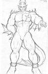 accessory big_tail claws ear_piercing ear_ring fin male muscular muscular_humanoid muscular_male muscular_thighs piercing ring_piercing scar solo tail dynogreeno jewish_mythology mythology aquatic_dragon dragon humanoid leviathan marine monster mythological_creature mythological_marine mythological_scalie scalie absurd_res hi_res monochrome