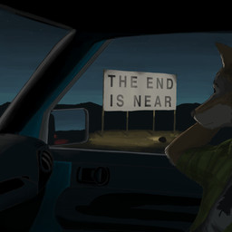 ambiguous_gender anthro billboard car clothed clothing desert inside_car inside_vehicle looking_out_window night passenger_driver_side_seat passenger_side_seat pattern_clothing plaid plaid_clothing shirt solo text topwear vehicle avianvevo arches_(game) echo_(series) echo_project cameron_wilson canid canine canis coyote mammal 1:1 better_version_at_source english_description english_text hi_res