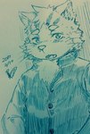 anthro blush clothing kemono looking_at_viewer male open_mouth school_uniform solo trading_card_game uniform kurokiriririri lifewonders tokyo_afterschool_summoners sitri_(tas) domestic_cat felid feline felis mammal 2017 absurd_res hi_res signature sketch traditional_media_(artwork)