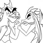 angry anthro cross-popping_vein duo eyebrows female fight horn male membrane_(anatomy) membranous_wings vein wings kl0ndike friendship_is_magic hasbro my_little_pony mythology garble_(mlp) princess_ember_(mlp) dragon mythological_creature mythological_scalie scalie 1:1 black_and_white hi_res monochrome