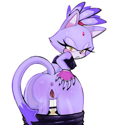 anus bent_over blush bodily_fluids butt cat_tail female genital_fluids genitals presenting presenting_hindquarters spread_vulva spreading stained_panties vaginal_discharge vaginal_fluids vulva goldyrose22 sega sonic_the_hedgehog_(series) blaze_the_cat domestic_cat felid feline felis mammal 1:1 hi_res