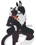 anthro anthro_on_anthro anthro_penetrated anthro_penetrating anthro_penetrating_anthro balls big_breasts bipples black_hair breasts chair_position chest_tuft collar dipstick_tail duo eyewear female female_penetrated from_behind_position fur genitals glasses hair interspecies kerchief kerchief_only male male/female male_penetrating male_penetrating_female markings mostly_nude neckerchief neckerchief_only neckwear penetration penile penile_penetration penis_in_pussy rectangular_glasses sex smile tail tail_markings tuft vaginal vaginal_penetration whiskers white_body white_fur kittydee breyer_peets sil_blackmon domestic_cat felid feline felis lagomorph leporid mammal rabbit 2025 hi_res