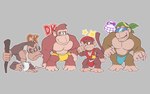 bulge clothing male muscular muscular_male pecs underwear hikiganebousou donkey_kong_(series) nintendo cranky_kong diddy_kong donkey_kong_(character) funky_kong ape haplorhine mammal primate absurd_res hi_res