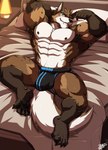 abs brown_body claws feet male muscular muscular_male pawpads pecs solo toes drks ark_(arkwolf26) canid canine canis mammal wolf absurd_res hi_res