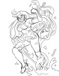 absurd_res apron blush clothing female footwear goo_transformation hi_res human latex mammal miranda_leigh monochrome panties shocked shoes simple_background sketch solo tentacles transformation underwear white_background