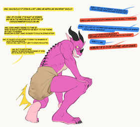 3_horns 5_fingers 5_toes abdl anthro back_muscles back_spikes back_spines belly black_claws black_finger_claws black_horn black_spikes black_spines black_toe_claws blue_speech_bubble bulging_diaper casual_pooping casual_soiling claws clenched_teeth cloth_diaper clothed clothing countershade_face countershade_feet countershade_hands countershade_scales countershade_torso countershading crouching curved_horn dialogue diaper diaper_bulge diaper_fetish diaper_only emanata eyebrow_ridge facial_horn facial_markings feces feet finger_claws fingers flash_emanata full_diaper grossed_out hand_on_knee hand_on_leg hand_on_own_knee hand_on_own_leg head_horn head_markings horn humanoid_feet humanoid_hands king long_ears looking_at_another looking_back looking_back_at_another male markings multi_horn multicolored_body multicolored_scales multicolored_torso muscular muscular_anthro muscular_arms muscular_legs muscular_male noble nobleman nose_horn offscreen_character offscreen_male pecs pink_arms pink_back pink_body pink_countershading pink_ears pink_face pink_feet pink_hands pink_inner_ear pink_legs pink_palms pink_scales pink_snout pink_soles pink_stripes plantigrade pointy_ears pooping prince red_speech_bubble ridged_horn royalty scales sharp_teeth short_horn simple_background small_horn soiled_diaper soiling soiling_diaper solo speech_bubble spikes spikes_(anatomy) spines striped_back striped_body striped_face striped_snout stripes tan_belly tan_body tan_chest tan_countershading tan_diaper tan_scales tan_stomach tan_torso teeth text toe_claws toes topless triangle_(marking) unclean_diaper used_diaper using_diaper ventral_scales wavy_horn wearing_diaper white_background yellow_eyes yellow_speech_bubble syeenyeen mythology zora_drakori dragon mythological_creature mythological_scalie reptile scalie absurd_res colored colored_sketch digital_drawing_(artwork) digital_media_(artwork) english_text hi_res sketch father_(lore) parent_(lore)