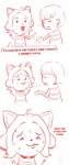 anthro bodily_fluids buying duo ellipsis food selling simple_background sweat temmie_flakes text white_background azusamagica undertale undertale_(series) frisk_(undertale) temmie_(undertale) human mammal tem