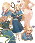 biped book breasts butt clothed clothing eyebrows female green_eyes hair heart_symbol holding_object humanoid_pointy_ears long_hair nude one_eye_closed open_mouth plant restrained simple_background vines white_background naitari delicious_in_dungeon marcille_donato elf humanoid 2024 digital_media_(artwork) hi_res