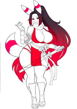 anthro anthrofied armor big_breasts breasts butt clothing female fishnet_clothing hair huge_breasts katana long_hair melee_weapon pokemorph ronin solo sword thick_thighs weapon wide_hips revkoen nintendo pokemon eeveelution generation_2_pokemon pokemon_(species) umbreon digital_media_(artwork) sketch