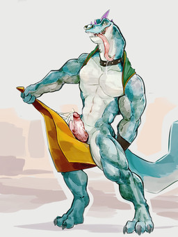 animal_genitalia blush bodily_fluids claws clothed clothing clothing_lift collar dripping ejaculation erection facial_piercing genital_slit genitals green_body green_scales humanoid_genitalia humanoid_penis looking_pleasured male muscular muscular_male nose_piercing penis piercing saliva saliva_drip scales shirt shirt_behind_head shirt_lift solo standing tongue tongue_out tongue_piercing topwear towel vein veiny_penis rougers goat_(movie) sony_corporation sony_pictures modo_olachenko komodo_dragon lizard monitor_lizard reptile scalie 3:4 hi_res