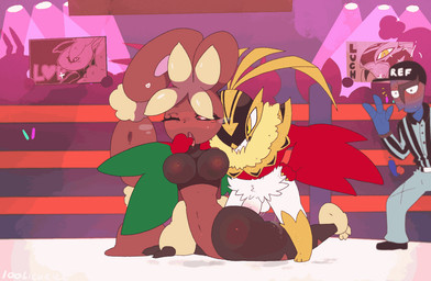 abdominal_bulge ahegao ambiguous_penetration anthro arm_grab arm_support balls balls_deep being_watched black_sclera blush bouncing_breasts breasts clothed clothing cobra_position crop_top crouching crowd duo extended_arm female female_penetrated feral fighting_ring finger_fetish finger_in_mouth from_behind_position genitals group hand_behind_back heart_symbol leggings legwear looking_at_another looking_pleasured lying male male/female male_on_top male_penetrating male_penetrating_female medium_breasts mouth_play navel obscured_penetration on_front on_top penetration penis public public_sex sex shirt three-quarter_view topwear torn_clothing torn_leggings torn_legwear upward_dog white_balls wrestling yoga 100licorice nintendo pokemon pokemon_legends_z-a avian generation_4_pokemon generation_5_pokemon generation_6_pokemon generation_9_pokemon lagomorph leporid lopunny mammal mega_evolution mega_hawlucha mega_lopunny pokemon_(species) rabbit sawk 2d_animation animated frame_by_frame