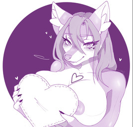 anthro areola big_breasts breasts female gift holidays huge_breasts inflation latex nipples pool_toy solo vinyl valentine's_day kiiwii canid canine canis domestic_dog mammal wolf hi_res