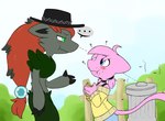 anthro bread clothed clothing duo femboy fence food hat headgear headwear male male/male plant shrub trash trash_can rivvoncat nintendo pokemon growly_(mr.growly) myuu_(rivvoncat) generation_1_pokemon generation_5_pokemon legendary_pokemon mew_(pokemon) pokemon_(species) zoroark hi_res