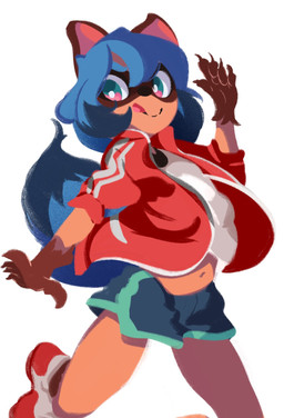 anthro athletic_wear blue_hair bottomwear claws clothed clothing dolphin_shorts fully_clothed gym_bottomwear gym_shorts hair midriff navel shorts simple_background solo tongue tongue_out white_background conditional_dnp tohupo brand_new_animal studio_trigger michiru_kagemori canid canine mammal raccoon_dog tanuki 2020 digital_media_(artwork) hi_res portrait three-quarter_portrait