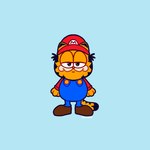 anthro biped boots clothed clothing footwear fully_clothed male narrowed_eyes parody semi-anthro shoes solo standing pyonsuki garfield_(series) mario_bros nintendo chris_pratt garfield_the_cat mario domestic_cat felid feline felis mammal 1:1 2021 absurd_res crossover hi_res