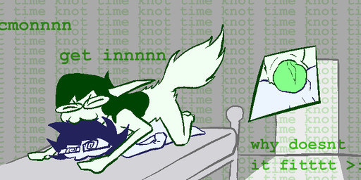 anal anal_penetration animal_genitalia animal_penis anthro balls blue_hair canine_genitalia canine_penis cutaway dialogue duo eyewear fur genitals glasses green_body green_fur green_hair green_penis green_text gynomorph gynomorph/male gynomorph_penetrating gynomorph_penetrating_male hair hair_bite human_on_humanoid human_penetrated humanoid_penetrating humanoid_penetrating_human intersex intersex/male intersex_penetrating intersex_penetrating_male interspecies knot knotted_penis male male_penetrated open_mouth penetration penile penile_penetration penis penis_in_ass purple_background sex simple_background tail text white_body white_skin alyfia homestuck ms_paint_adventures jade_harley john_egbert animal_humanoid canid canid_humanoid canine canine_humanoid dog_humanoid human humanoid mammal mammal_humanoid aliasing digital_media_(artwork)