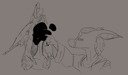 ._. anthro chest_tuft duo faceless female gills hair inner_ear_fluff male messy_fur messy_hair missing_ear mouthless pointy_ears poking tuft heyimflame scp_foundation conn_(heyimflame) mal_(heyimflame) scp-1471-a aquatic canid canine fish mammal shark hi_res sketch