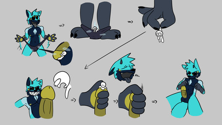 ambiguous_gender black_clothing black_thong black_underwear bulge clothing cock_vore duo genitals macro male musk penile penis thong underwear vore wolftriax xatir canid canine canis demon mammal wolf 16:9 hi_res widescreen