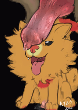 anatomically_correct anatomically_correct_genitalia anatomically_correct_penis animal_genitalia animal_penis animal_vulva bodily_fluids canine_genitalia canine_penis canine_vulva duo female feral fur genital_fluids genitals knot knotted_penis looking_at_genitalia looking_at_penis looking_pleasured male male/female orange_body orange_fur penis penis_on_face precum simple_background size_difference smaller_feral tongue tongue_out vaginal_fluids vulva el_kyze nintendo pokemon pokemon_winds_and_waves canid canine canis domestic_dog generation_10_pokemon mammal pokemon_(species) pombon 2026 hi_res
