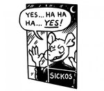 anthro black_clothing black_shirt black_topwear clothing crescent_moon male moon shirt smile solo speech_bubble standing topwear voyeur window crimetxt sickos_meme the_onion fylk american_opossum mammal marsupial meme monochrome reaction_image