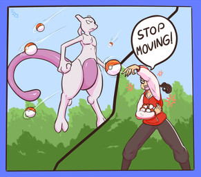 angry blue_border border brown_hair dialogue duo female frown frustrated hair humor levitating male pokeball speech_bubble standard_pokeball text immortalstar nintendo pokemon pokemon_go generation_1_pokemon human legendary_pokemon mammal mewtwo pokemon_(species) 2016 english_text hi_res