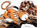 areola big_areola big_breasts breasts female genitals hair huge_breasts long_hair looking_at_viewer looking_back lying on_front pussy simple_background solo stripes rob_durham marvel tigra animal_humanoid felid felid_humanoid humanoid mammal mammal_humanoid pantherine pantherine_humanoid tiger_humanoid low_res