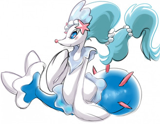 accessory ambiguous_gender blue_eyes blush blush_lines feral fin hair hair_accessory handpaw headband headgear legless long_hair paws pink_blush pink_nose smile snout solo split_form tail tail_fin ezpups nintendo pokemon aquatic generation_7_pokemon merfolk pokemon_(species) primarina full-length_portrait portrait