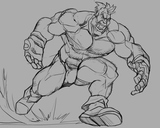 beard body_hair facial_hair leather male muscular muscular_male nipples not_furry shoulder_hair solo tuskbuddy tuskbuddy_exchange rickleone humanoid orc 5:4 hi_res monochrome sketch