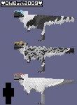 ambiguous_gender biped bone_frill claws feathers feral frill_(anatomy) markings spots spotted_markings striped_markings stripes oldbuck2009 microsoft minecraft mojang xbox_game_studios dinosaur feathered_dinosaur feathered_scalie prehistoric_species reptile scalie theropod yutyrannus carnivore absurd_res digital_media_(artwork) hi_res pixel_(artwork)