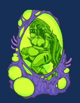 anthro bio_mechanical breasts cleavage clothed clothing cord_hair cord_tail corruption curled_up cybernetics female fetal_pose holding_self incubation_pod machine non-mammal_breasts sleeping solo visor_eyes warrior mudsley taimanin_(series) taimanin_asagi s.o.n.j.a._(alphaleader) protogen robot valkyrie absurd_res alpha_channel hi_res