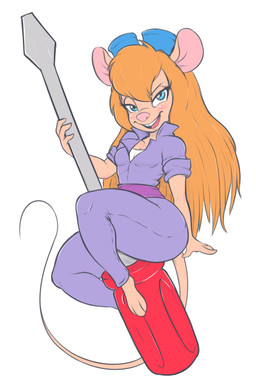 3_toes anthro barefoot belt big_ears biped blonde_hair blue_eyes blush breasts cleavage clothed clothing coveralls eyebrows eyelashes eyewear eyewear_on_head feet female fully_clothed fur goggles goggles_on_head hair jumpsuit long_hair looking_at_viewer open_mouth open_smile pink_nose purple_coveralls screwdriver simple_background smile solo tail tan_body tan_fur teeth thin_tail toes tools white_background brachyzoid chip_'n_dale_rescue_rangers disney gadget_hackwrench mammal mouse murid murine rodent 2019 digital_media_(artwork)
