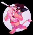 3_toes barefoot belly_gem biped blush border carrying_another circle duo eye_patch eyewear feet female fluffy fur fusion gem holding_object holding_weapon male melee_weapon on_shoulders on_top on_top_of pawpads pink_body pink_fur pink_pawpads slightly_chubby smile soles star sword toes transparent_border weapon silentazrael cartoon_network steven_universe connie_maheswaran lion_(steven_universe) steven_quartz_universe stion alien diamond_(gem_species) felid human lion mammal pantherine alpha_channel digital_media_(artwork) full-length_portrait pink_theme portrait