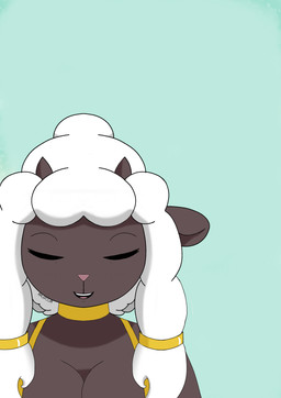 accessory adolescent anthro big_breasts breasts brown_body chubby_cheeks clothed clothing collar dress eyes_closed female fur horn open_mouth outside pink_nose solo standing wool_(fur) wool_hair yellow_eyes young anuvisur_(artist) nintendo pokemon fan_character generation_8_pokemon pokemon_(species) wooloo absurd_res hi_res