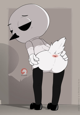 animal_genitalia anthro beak black_eyes bottomless butt butt_focus cloaca clothed clothing genitals half-closed_eyes male narrowed_eyes partially_clothed presenting presenting_cloaca presenting_hindquarters raised_tail solo spread_butt spreading standing tail young young_anthro young_male conditional_dnp osterars birdboy_the_forgotten_children birdboy_(birdboy) avian bird 2025 absurd_res hi_res signature watermark