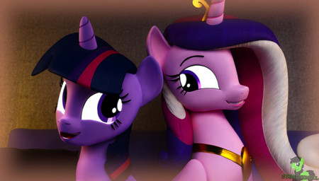crown duo female feral headgear horn open_mouth regalia smile wings srminemuel friendship_is_magic hasbro my_little_pony mythology princess_cadance_(mlp) twilight_sparkle_(mlp) equid equine mammal mythological_creature mythological_equine unicorn winged_unicorn 3d_(artwork) absurd_res digital_media_(artwork) hi_res