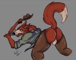 anthro anus ass_up balls butt chaps clothing cowboy cowboy_foxy cowboy_hat genitals hat headgear headwear male pirate presenting presenting_hindquarters raised_tail shirt solo tail topwear monstr five_nights_at_freddy's scottgames foxy_(fnaf) canid canine fox mammal