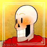 blush bone happy not_furry skeleton smile solo chisai236 undertale undertale_(series) papyrus_(undertale) animated_skeleton humanoid undead 1:1 2016 bust_portrait portrait