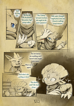 anthro arm_scar arm_tattoo biped blue_eyes claws dialogue duo eyelashes eyes_closed female feral furniture inside male page_number quadruped realization red_tattoo scar table tail tattoo text truescorn nintendo pokemon pokemon_mystery_dungeon spike_chunsoft orchid_(truescorn) snuff_(truescorn) generation_4_pokemon generation_5_pokemon herdier pokemon_(species) weavile 2026 absurd_res colored comic english_text hi_res huge_filesize