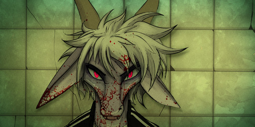 anthro blood blood_on_face blood_on_hair bodily_fluids clothed clothing hair horn implied_gore looking_at_viewer male solo text topwear frostbite80 mythology zerrin_(frostbite80) dragon mythological_creature mythological_scalie scalie 2:1 absurd_res digital_media_(artwork) english_text hi_res